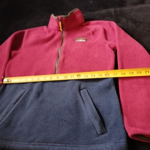 LL BEAN Fleece Womens L Mountain Classic Colorblock 1/4 Zip Sweatshirt Red Green - Picture 7 of 7